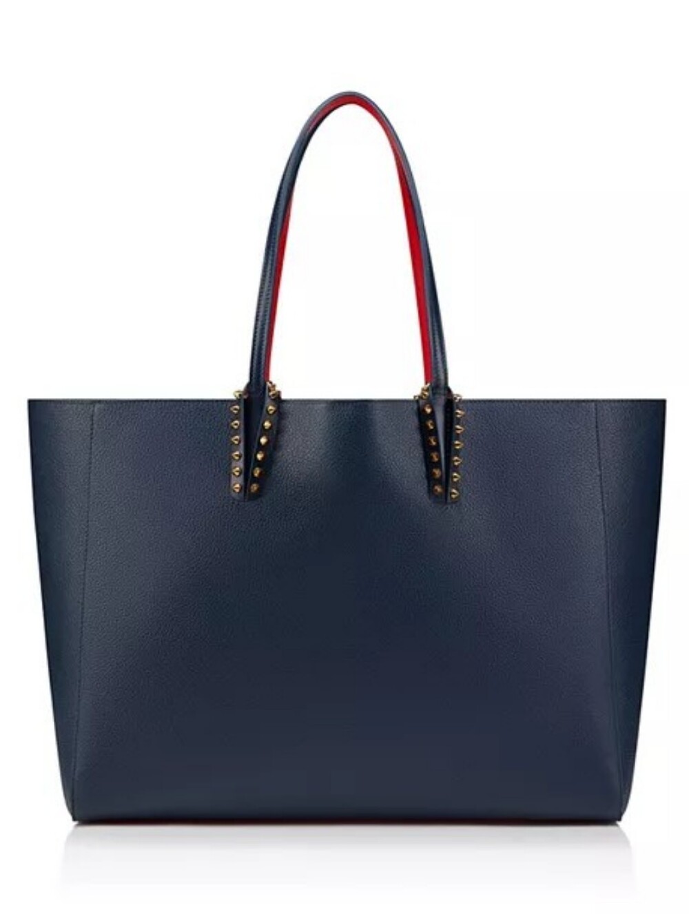 Christian Louboutin Cabata Black Leather Spiked Tote Bag with Detachable Pouch
